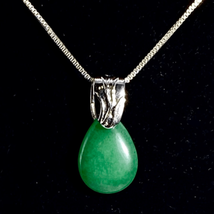 AVB2 Adventurine &amp; Sterling 925 Silver Necklace - £31.29 GBP