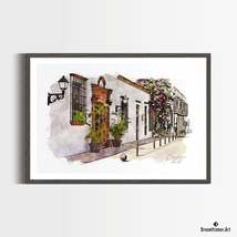 Premium Art Print &quot;Santo Domingo Streets&quot; in Watercolors, by Dreamframer Art - £30.50 GBP+
