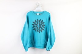 Vtg 90s Streetwear Womens L Faded Country Primitive Flower Quilt Sweatshirt USA - £30.50 GBP