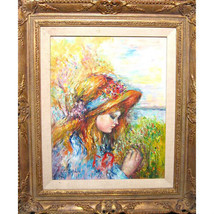&quot;Young Girl&quot; by Rita Asfour Signed Oil on Canvas Framed 29&quot;x25&quot; - £1,103.90 GBP