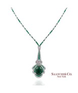 18k (750) White Gold Natural Zambian and Diamond Pear Drop Necklace - $22,611.60