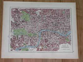 1904 Antique Map Of London Downtown / England / Verso Edinburgh Dublin Ireland - $24.30