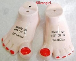 Fun Salt &amp; Pepper Shakers S&amp;P *Walked My Feet Off In Oklahoma* - £9.37 GBP