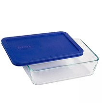 2 cts 6 Cup Rectangle Glass Storage Container Blue - £47.30 GBP