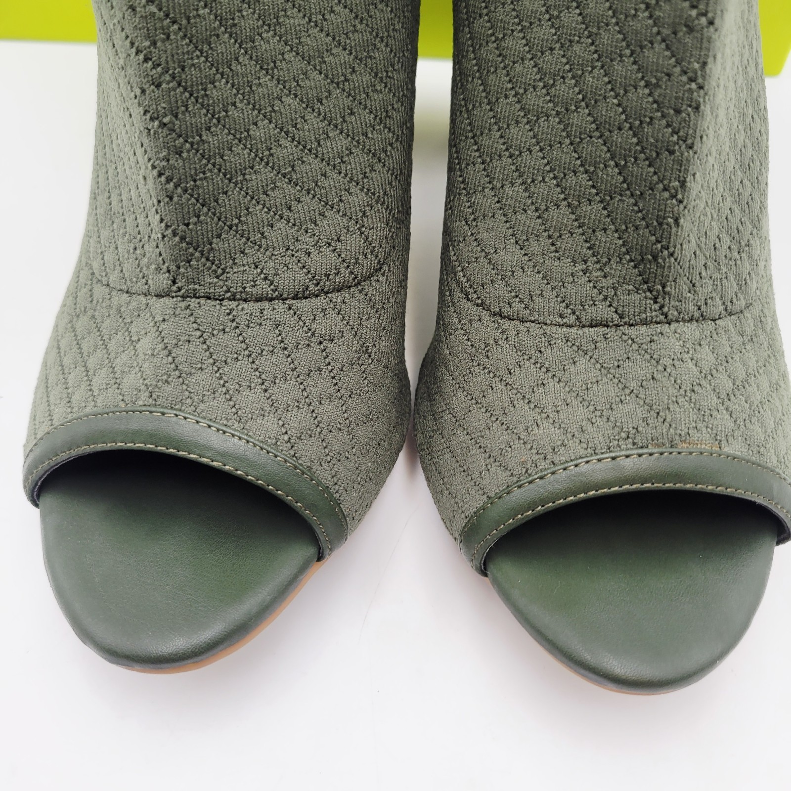 GIANNI BINI Bergen Olive Green Stretch Peep Toe Sock Booties Sz 9 M Item image 13