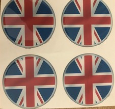 4X50 MM Silikone Stickers uk flag domed for wheel rim center caps - £10.22 GBP
