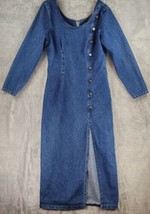 Switch Jean Dress Womens 9/11 Blue Denim Button Slit Vintage Made In USA... - £36.28 GBP