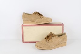 NOS Vtg 90s Streetwear Womens 5B Platform Suede Leather Wingtips Shoes C... - $98.95