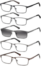 EYECEDAR 5-Pack Reading Glasses for Men Rectangular Metal Readers Eyeglasses Spr - £18.06 GBP