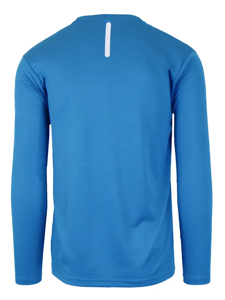 Men&#39;s Moisture Wicking Long Sleeve Performance Crew Neck Tagless Tee Blue - £16.02 GBP