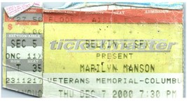 Marilyn Manson Ticket Stub December 7 2000 Columbus Ohio - £30.38 GBP
