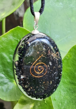 Orgone Black Tourmaline Pendant EMF Copper Necklace Mineral Oval Gemstone Corded - £4.31 GBP