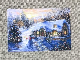 Nicky Boehme Winter Cottage Glow Holiday Christmas Card Snow Quaint Cottagecore - £6.22 GBP
