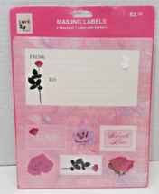 Ensemble Hallmark Rose Mailing Labels With Stickers 4 sheets Sent With Love - £7.20 GBP