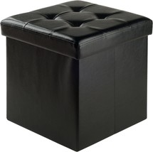 Ashford Storage Ottoman In Black Faux Leather From Winsome Wood Furniture - $37.94