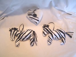  New Handmade Stuffed Zebra Ornament set of 3 - $18.99