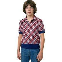VTG 1960s–70s Scrubb Stuff /Robert Bruce Knit Polo Shirt Argyle Mod Boys 14 - $39.55