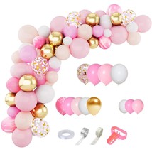 144Pcs Pink Balloons Garland Arch Kit Light Pink Gold White Balloons Con... - £19.60 GBP