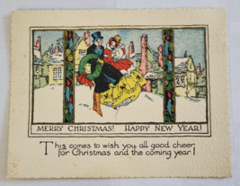 1923 Merry Christmas Greetings Card Antique Happy New Year Vintage Paper Card - £18.08 GBP