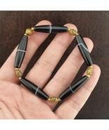 Antique Old Yemeni Agate Natural White 1 line black gate Beaded Bracelet - $1,398.90 MXN