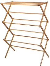 Bamboo Wooden Clothes Rack - Heavy Duty Cloth Drying Stand - $61.42