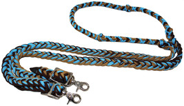 Horse Western 8&#39; Long Nylon Braided Knotted Barrel Roping Reins Tack 607513 - $398.23 MXN