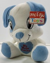 Peek A Boo Toys Baby Stuffed White Blue Dog Puppy My Mom Rocks Animal - $4.94