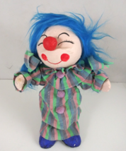 Vintage Handmade Girl Paper Mache 11&quot; Clown Doll With Blue Hair - $15.83