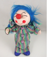 Vintage Handmade Girl Paper Mache 11&quot; Clown Doll With Blue Hair - $15.83