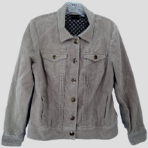 Tribal Corduroy Jacket Womens Medium M Beige Short Snap Closure Pleated ... - $26.68