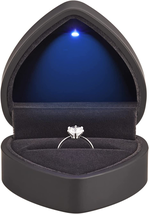 Heart Shaped Ring Gift Box with LED Light, Velvet Earrings Jewelry Case with Lig - $14.01