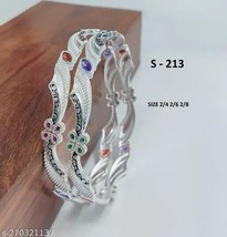 Indian Women Silver Oxidized Bangles/ Bracelet Set Fashion Wedding Jewelry Gift - £24.41 GBP