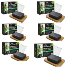 Natural African Black Soap w/Bamboo Charcoal-snail moisturizing body Soap, 6 pcs - £23.50 GBP