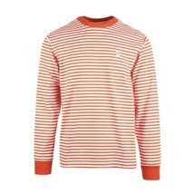 Obey Men&#39;s Orange Red 89 Icon II Striped Crew Neck L/S T-Shirt - £13.09 GBP