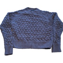 Kendell And Kylie Denim Blue Gray Knit Crew Neck Sweater Size Small Cropped - £8.99 GBP