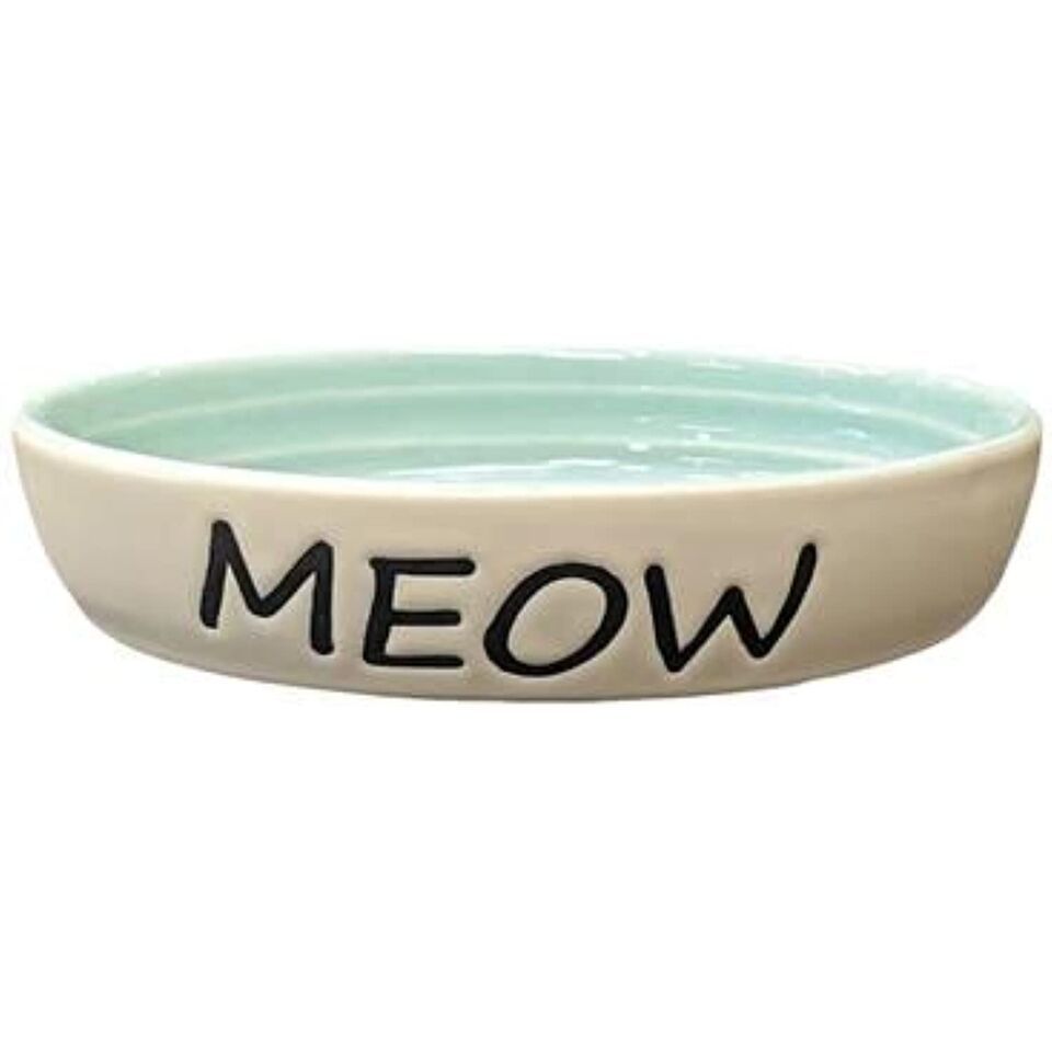 Ethical Pet Meow Oval Cat Dish Green Ethical Pet Meow Oval Cat Dish Green