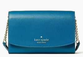 Kate Spade Staci Small Flap Chain Crossbody Blue Saffiano WLR00632 NWT $239 FS - £75.62 GBP
