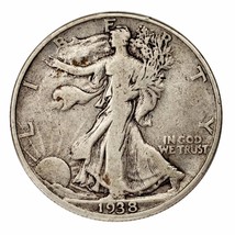 1938-D Silver Walking Liberty Half Dollar 50C (Fine, F Condition) Strong Detail - £102.17 GBP