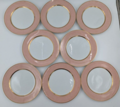 Fitz & Floyd Renaissance Set Of 8 Pink Peach Dinner Plates 10 1/4" Vintage 1978 image 2