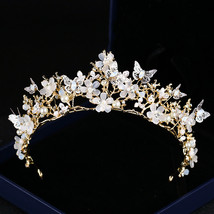 Bridal Crown Baroque  Rhinestone Crown And Tiara Butterfly Hairband Wedding Hair - £16.43 GBP
