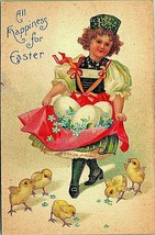 Ellen Clapsaddle All Happiness for Easter Embossed 1908 DB Postcard - $11.83