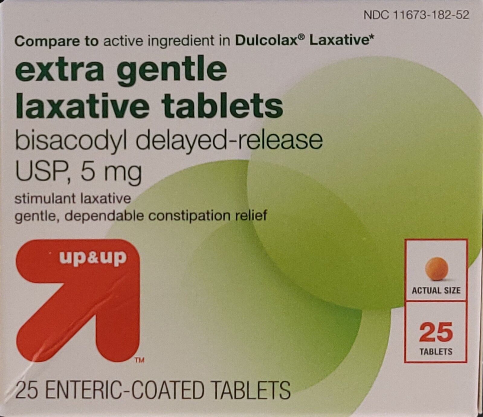 Laxative Bisacodyl 5 mg Generic Dulcolax 25 Tablets/Pk - $3.46