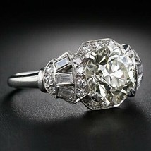 3.50Ct Rotondo Diamanti Finti Vintage Art Déco Anello di Fidanzamento Argento - £224.55 GBP