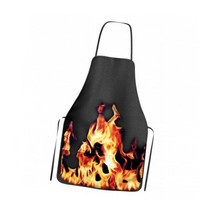 Barbecue Apron Black with Flames Black - $33.74
