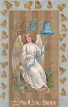 Wishing You A Joyful Easter Postcard 1909 Nevada MO Angel Ringing Bell N15 - £2.42 GBP