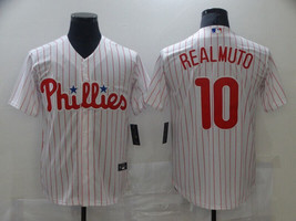 White 10# J.T. Realmuto Philadelphia Baseball Jersey All Stitched Retro - £29.79 GBP+