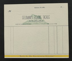 1900s Antique Geldman&#39;s Fishing Tackle Store Baltimore 30 Md Billhead Unused - £37.78 GBP