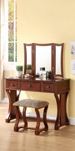 Modern Cherry Bedroom Vanity Set w/ Stool, Mirror &amp; Drawers - $999.98 CAD