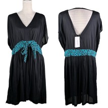 Swimsuits For All Coverup Dress 14/16 Black Blue Animal Print Belt New - $29.69