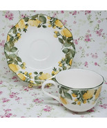 Nikko Japan Gracious Yellow Watercolor Roses Tea Cup and Saucer Set Vintage - $29.00